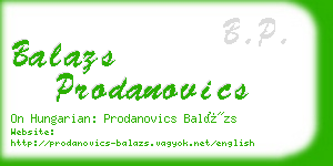 balazs prodanovics business card